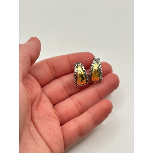 John Hardy 22K & Sterling Silver Braided Clip-On Earrings - Picture 7 of 9